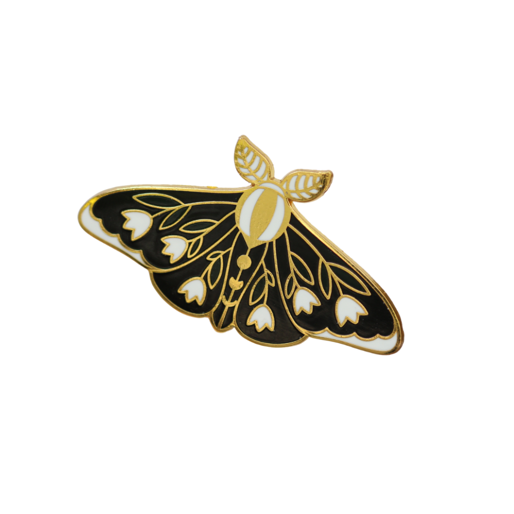 Black and Gold Moth Brooch 1