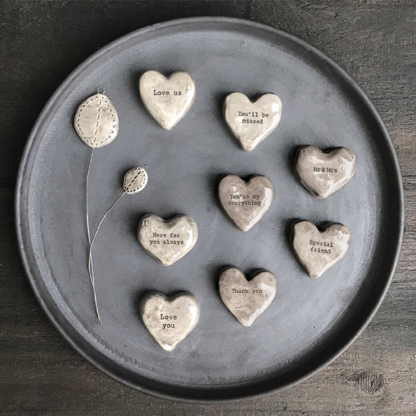 Small Rustic Ceramic Heart Token - Thank You 2