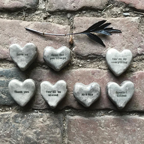 Small Rustic Ceramic Heart Token - Thank You 4