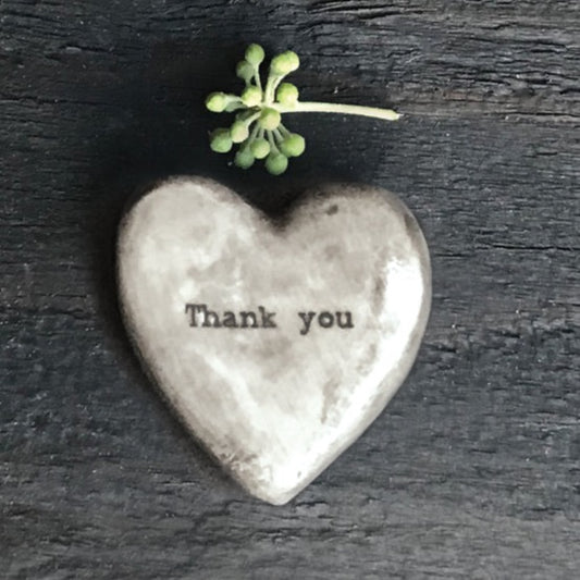 Small Rustic Ceramic Heart Token - Thank You 1