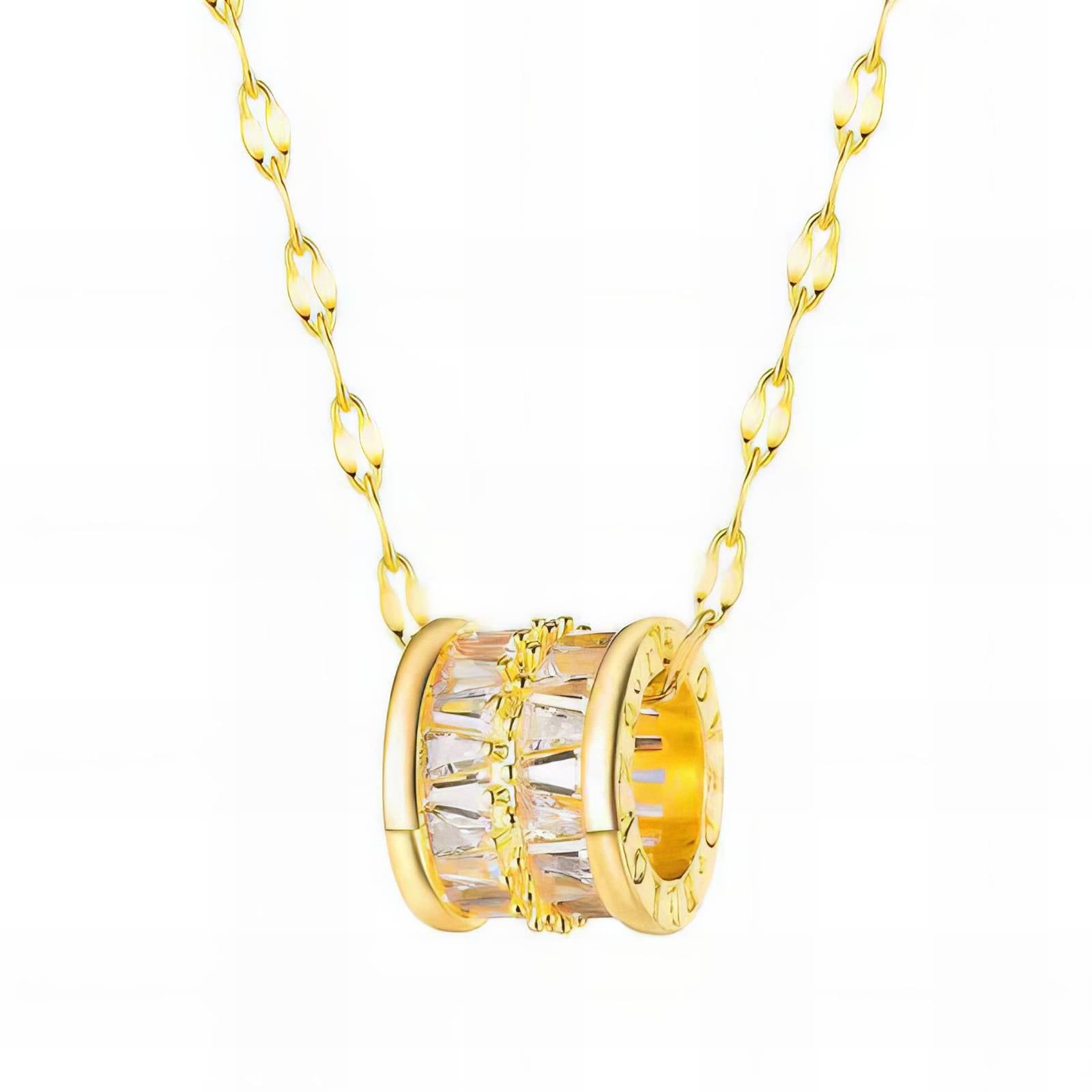 Golden Crystal Barrel Necklace