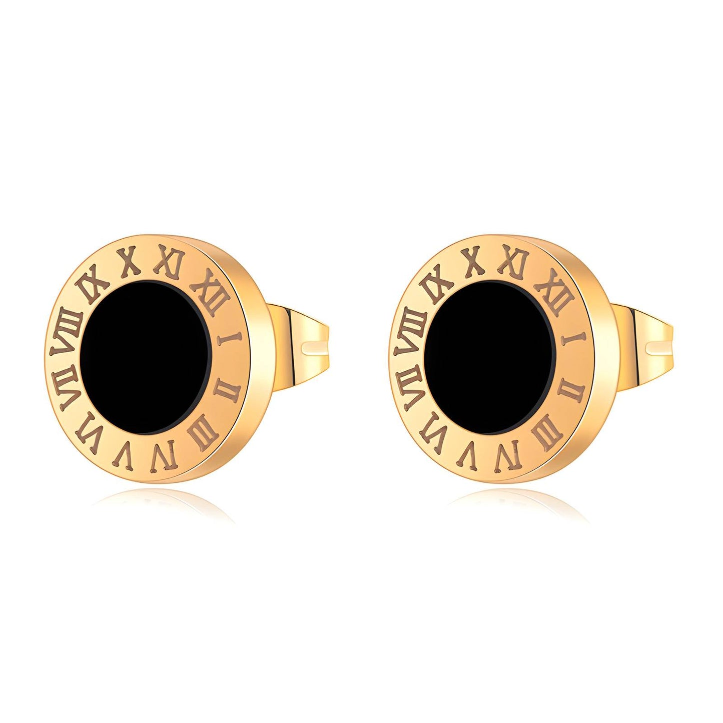 Roman Numeral Gold Stud Earrings | SHB Studio Elegant Gift Jewelry | Waterproof Timeless Earrings