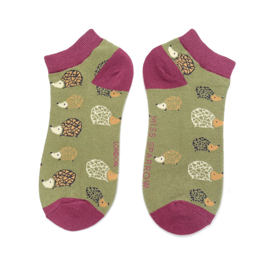 Hedgehogs Trainer Socks Olive