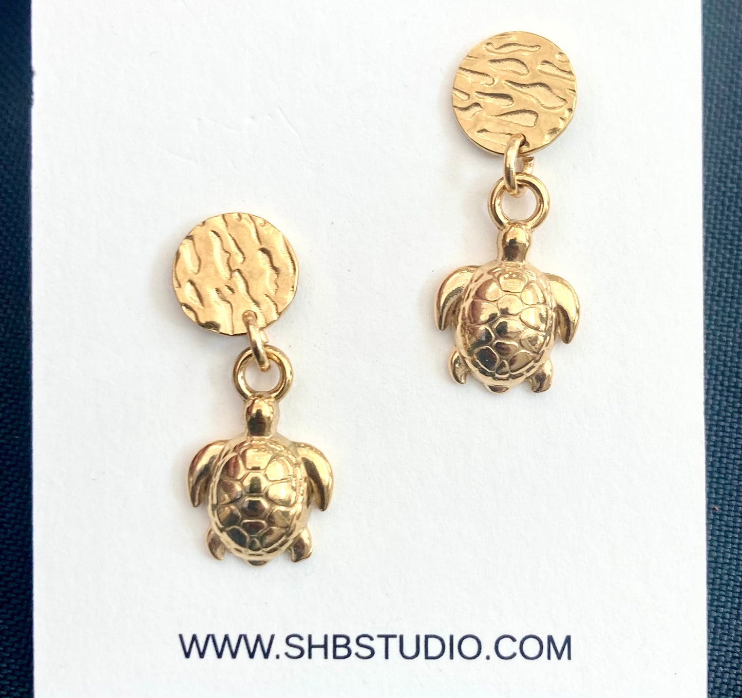 Turtle Dangle Earrings – Gold Finish