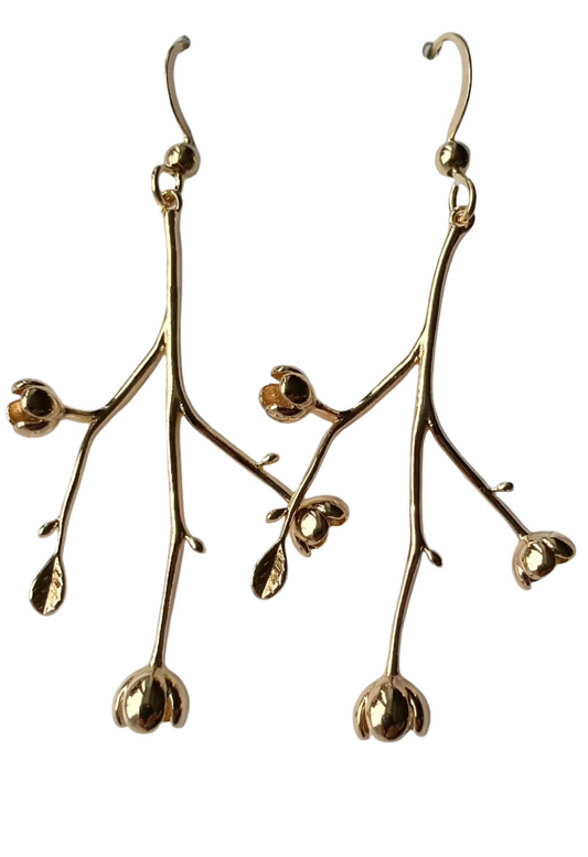 Tree Branch Gold Hook Earring