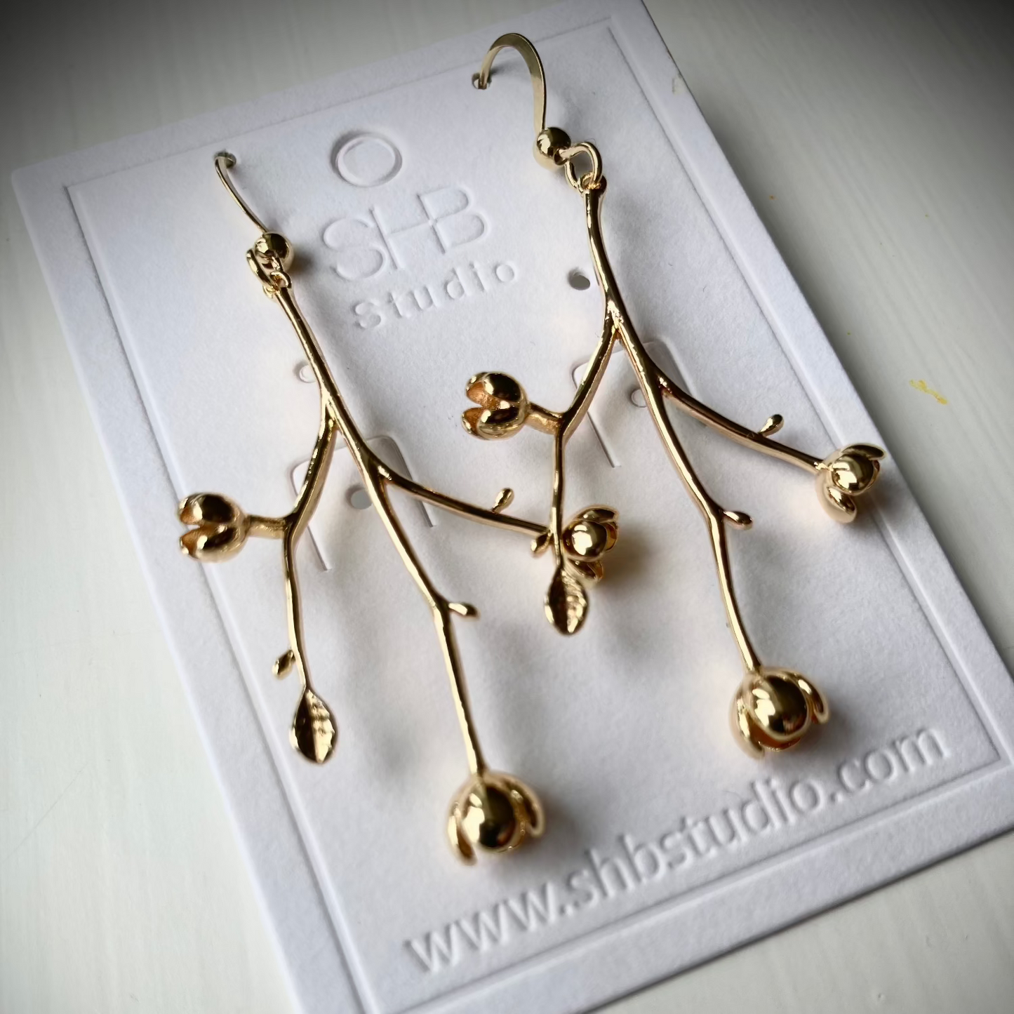 Tree Branch Gold Hook Earring 1