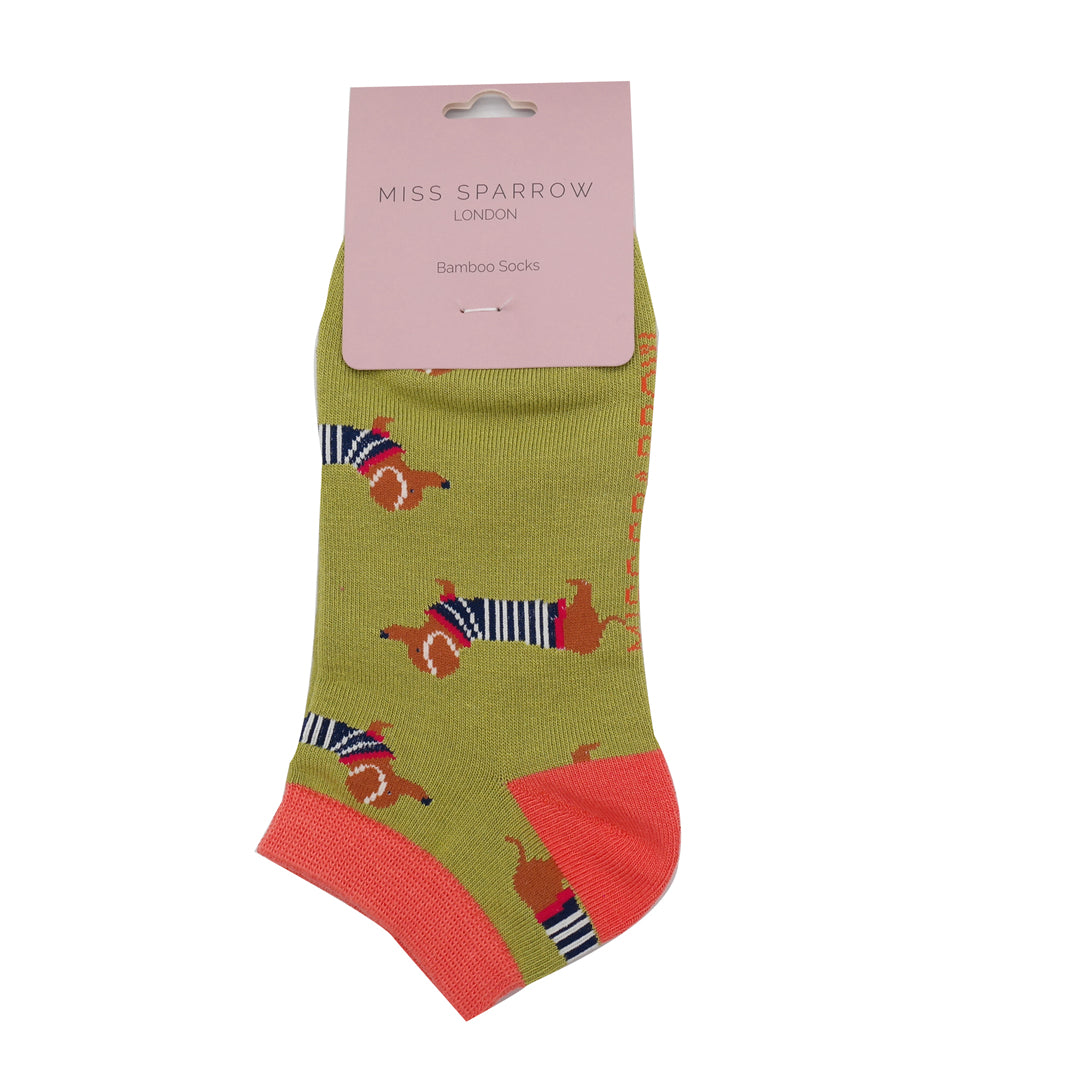 Parisian Pups Trainer Socks Olive