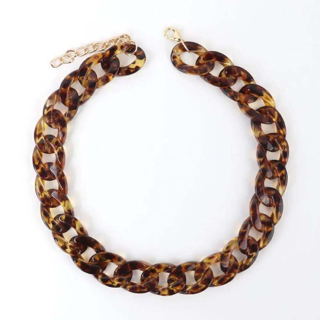 Leopard chain necklace on a white background