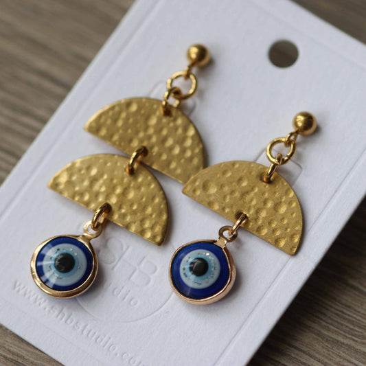 Gold Evil Eye Dangle Earrings