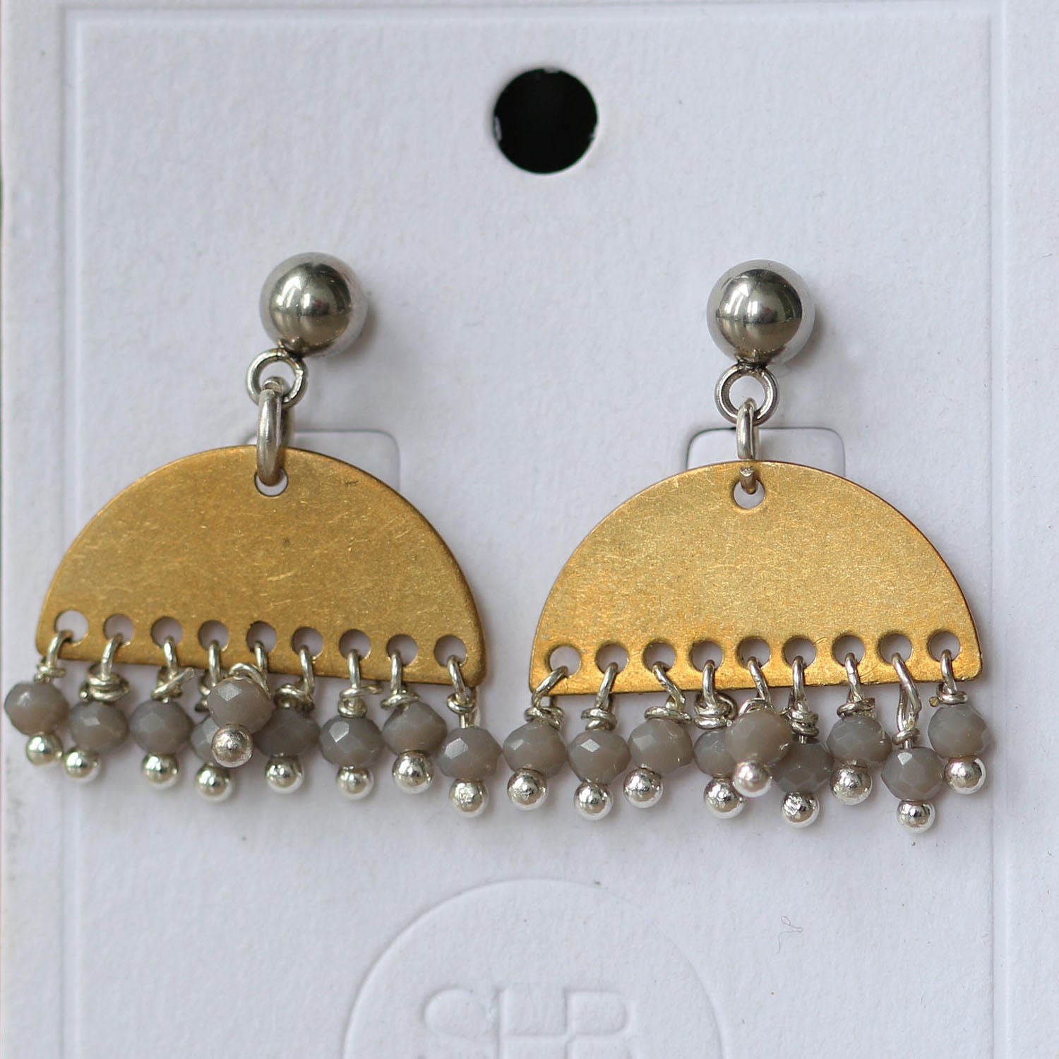 half circle beads earrings with small  pearls 1