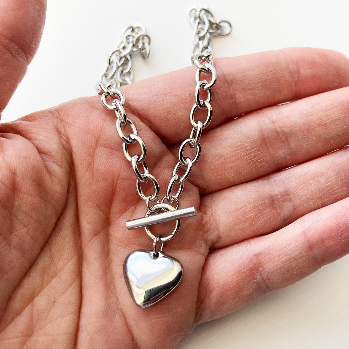 Heart Necklace, Stainless Steel Waterproof and Hypoallergenic