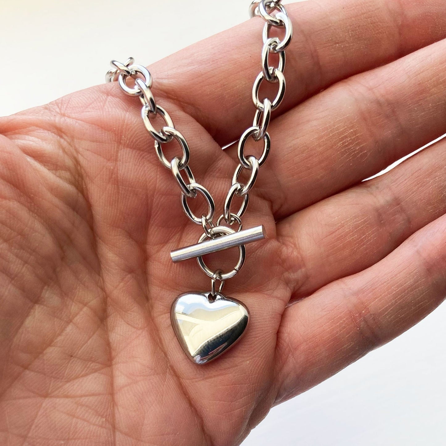 Heart Necklace, Stainless Steel Waterproof and Hypoallergenic