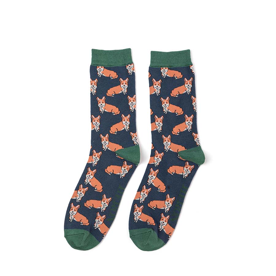 Mr Heron Corgis Socks Navy