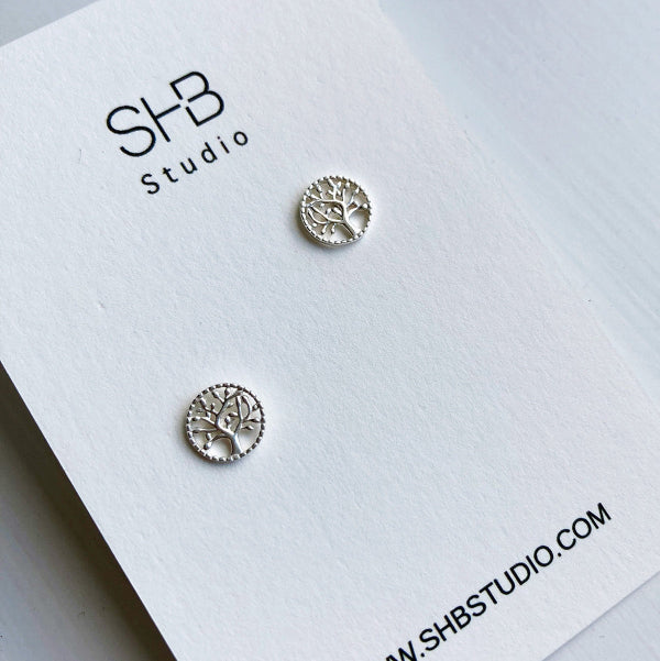 earrings studs sterling silver tree 0.2