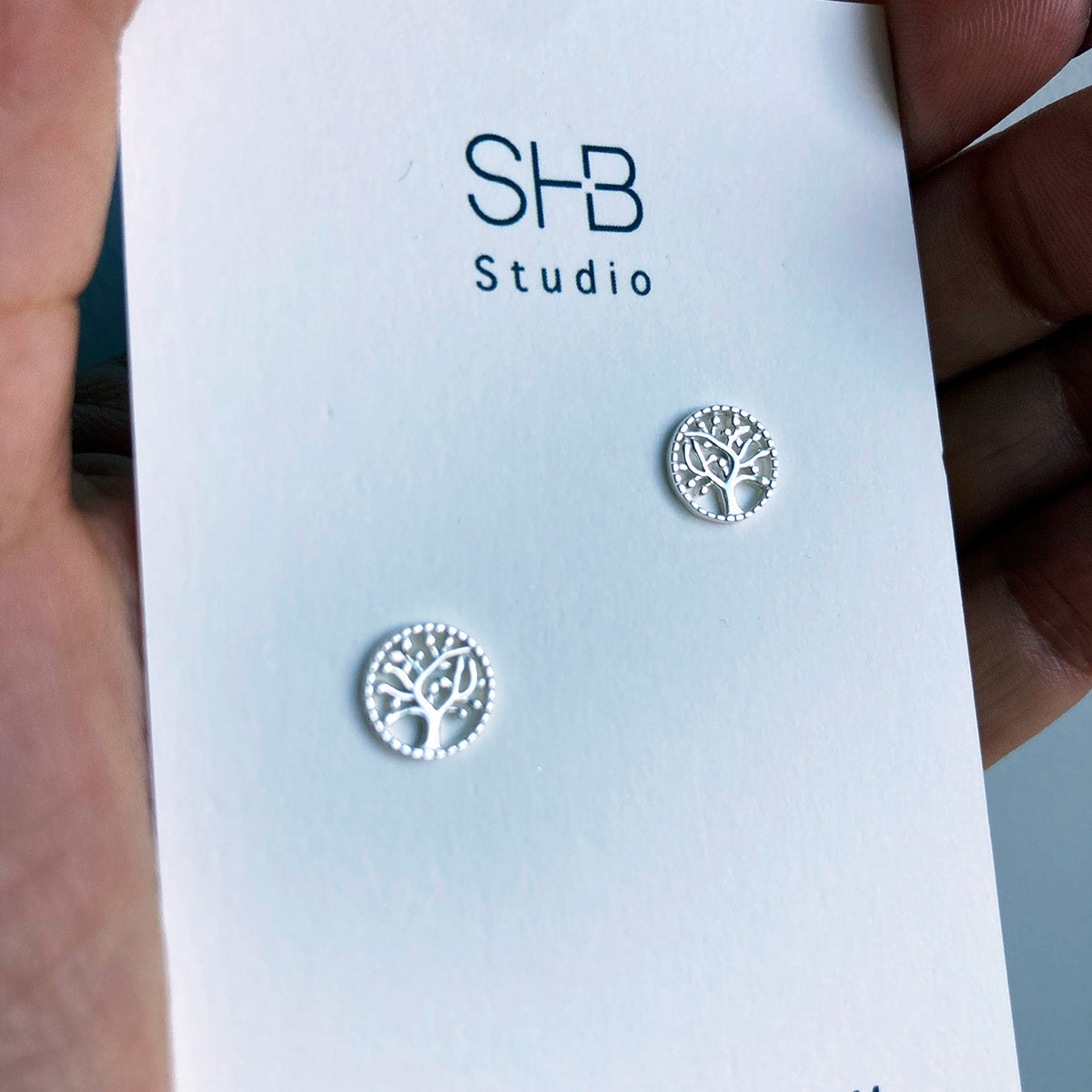earrings studs sterling silver tree 0.1