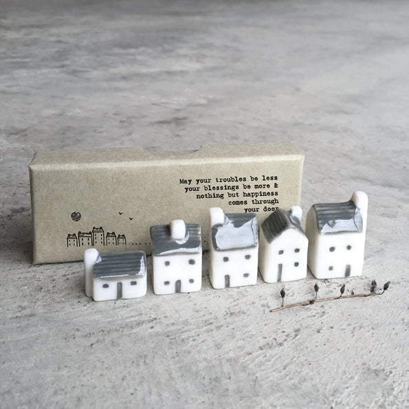 Miniature Porcelain Street Set with Inspirational Quote Box - 5 Pieces