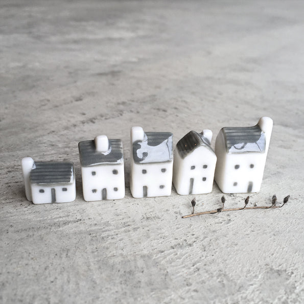 Miniature Porcelain Street Set with Inspirational Quote Box - 5 Pieces