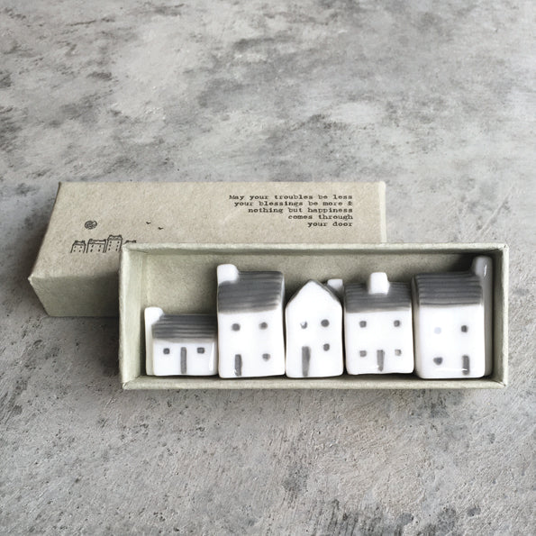 Miniature Porcelain Street Set with Inspirational Quote Box - 5 Pieces