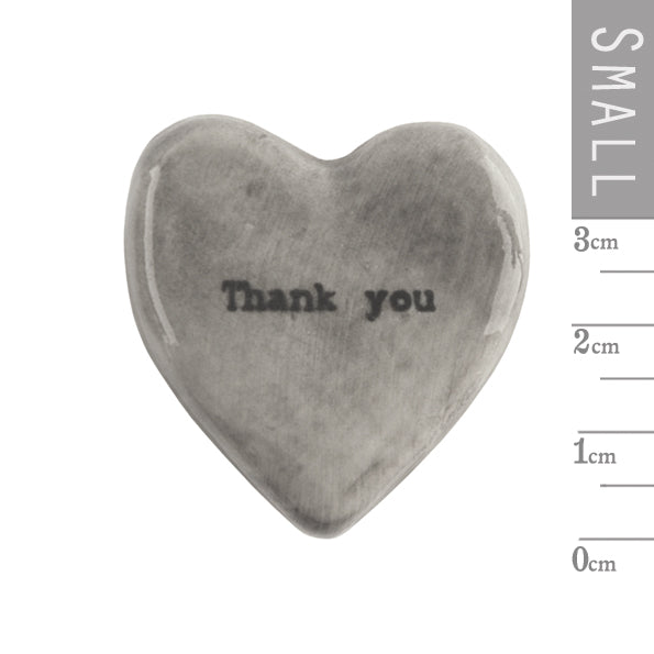 Small Rustic Ceramic Heart Token - Thank You