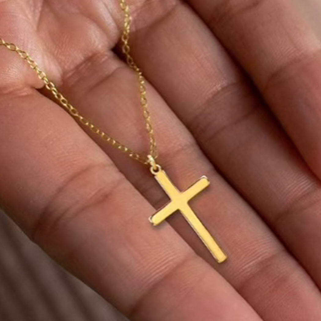 Gold Cross Necklace | SHB Studio Faith Jewellery Gift | Waterproof Elegant Pendant for Gift