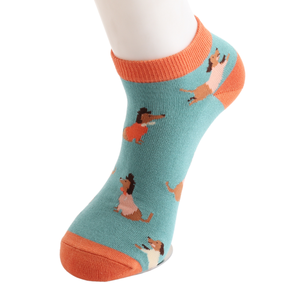 Miss Sparrow London Bamboo Socks - Sausage Dog Pals Trainer Socks