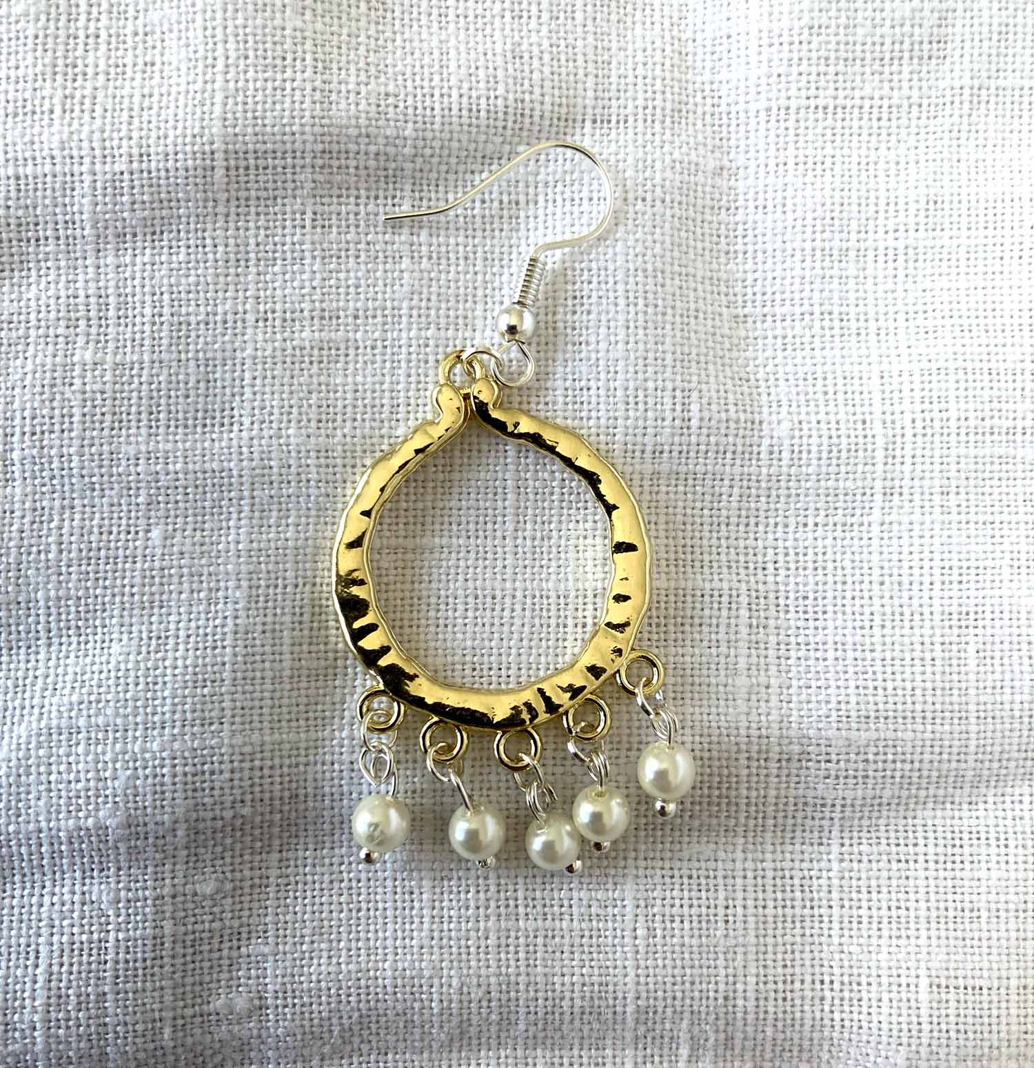 Large Open Round Gold Tone Pearl 1