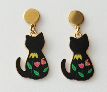 Black Cat Dangle Earrings 1
