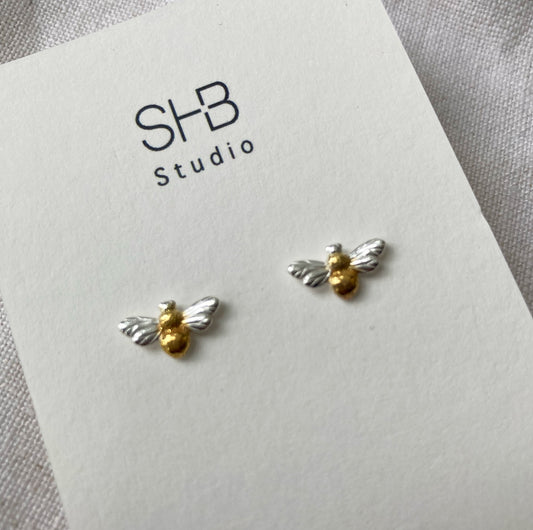 silver bee earrings 3