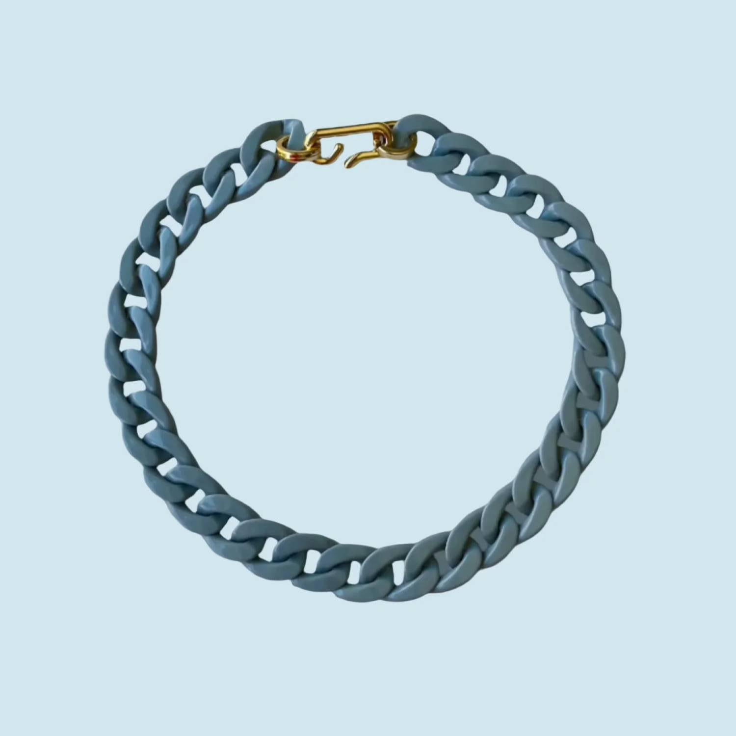 Matte Blue Acrylic Chain Necklace  3