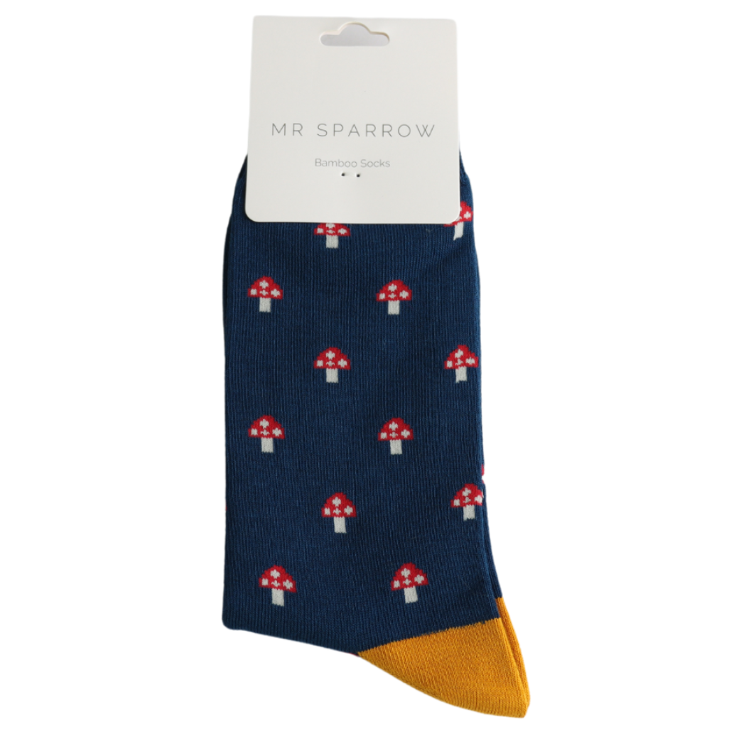 men's socks navy mushroom 1