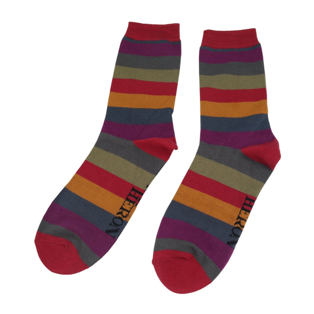 Colorfull striped socks with 'HERON' branding