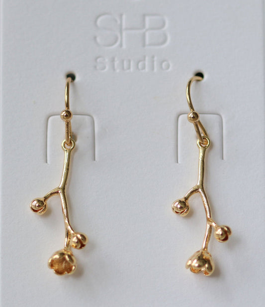 Small Tree Branch - Gold Hook Earring