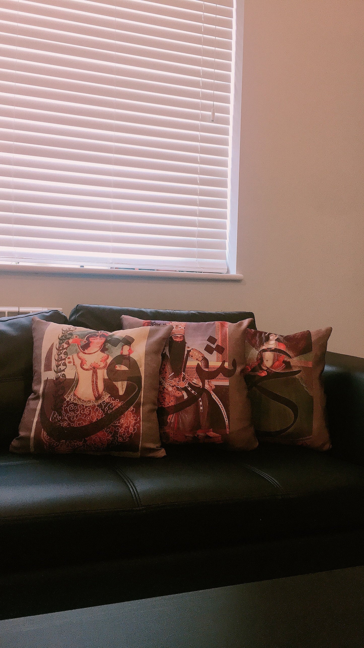 cushion Persian Qajar old painting print with persian calligraphy