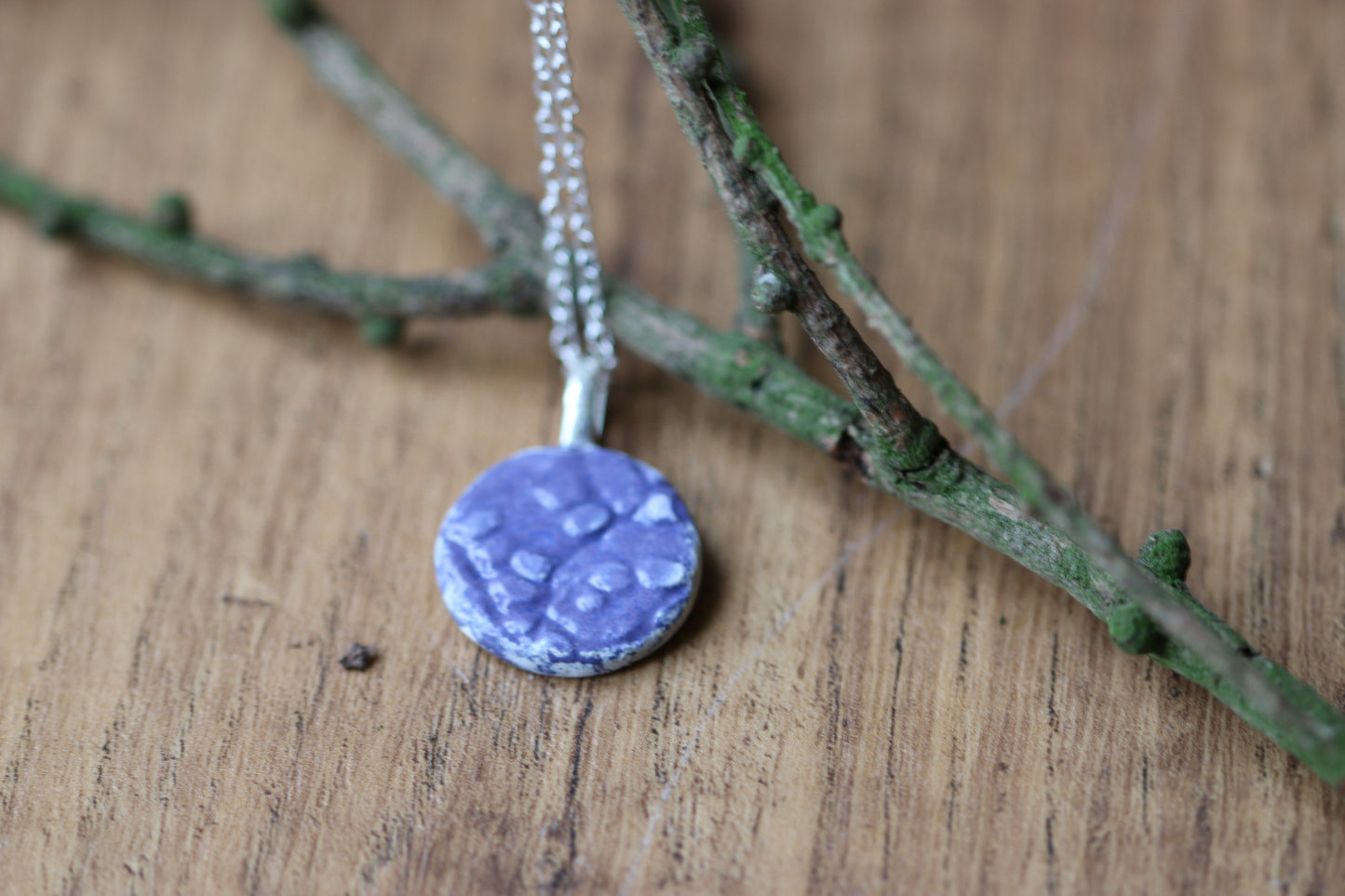 Blue Minimal Necklace, Silver Plated
