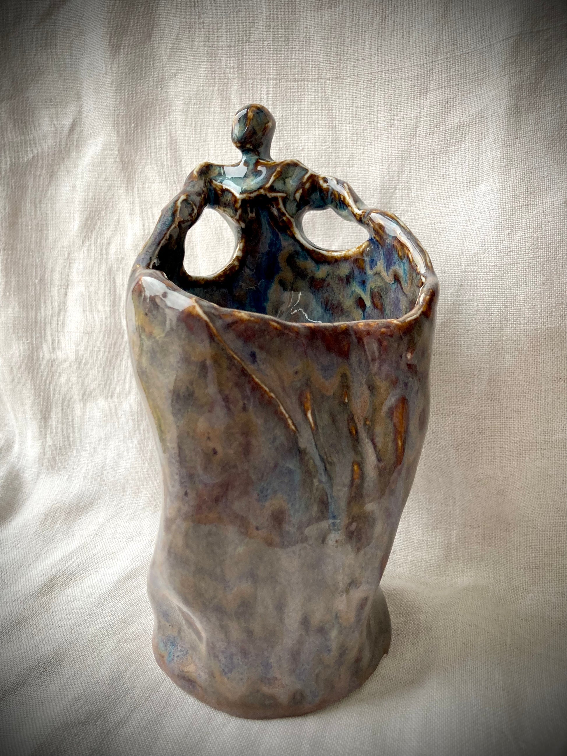 Blue glazed figurative ceramic art