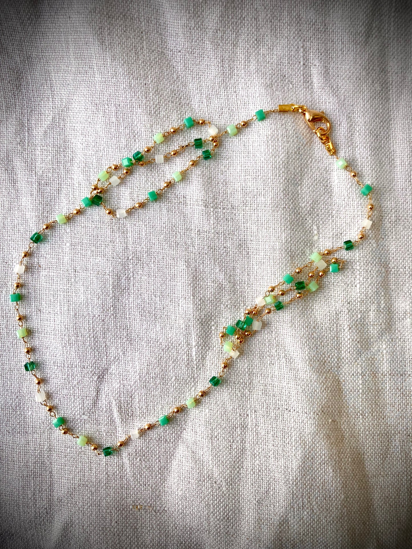 Handcrafted gemstone beaded gold necklace