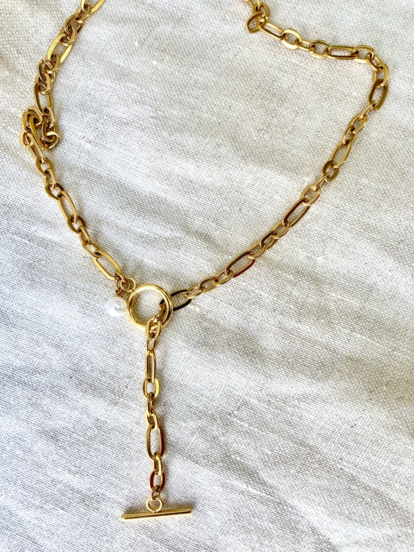 Gold Chain and Pearl Necklace