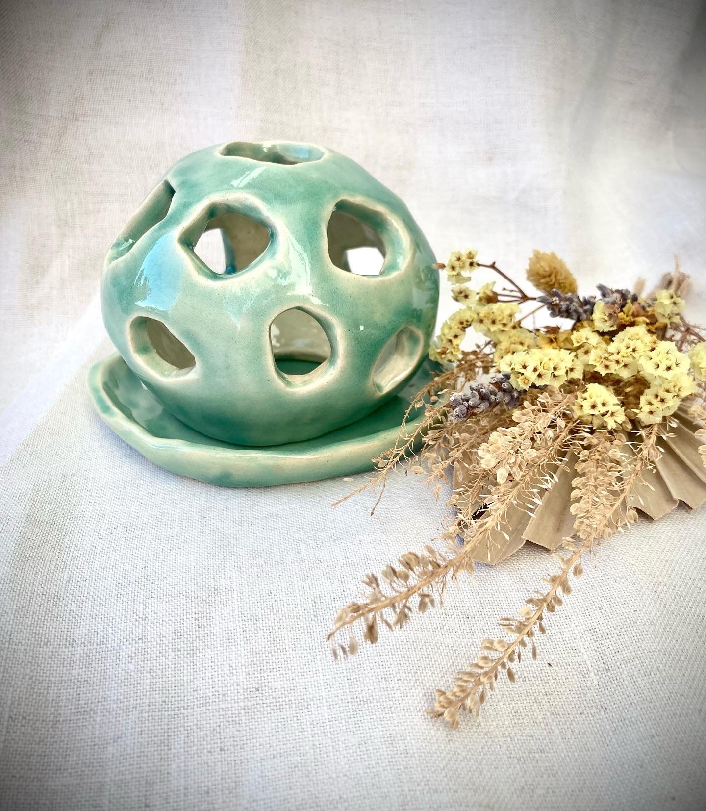 Circle Tea Light Holder Handmade Ceramic