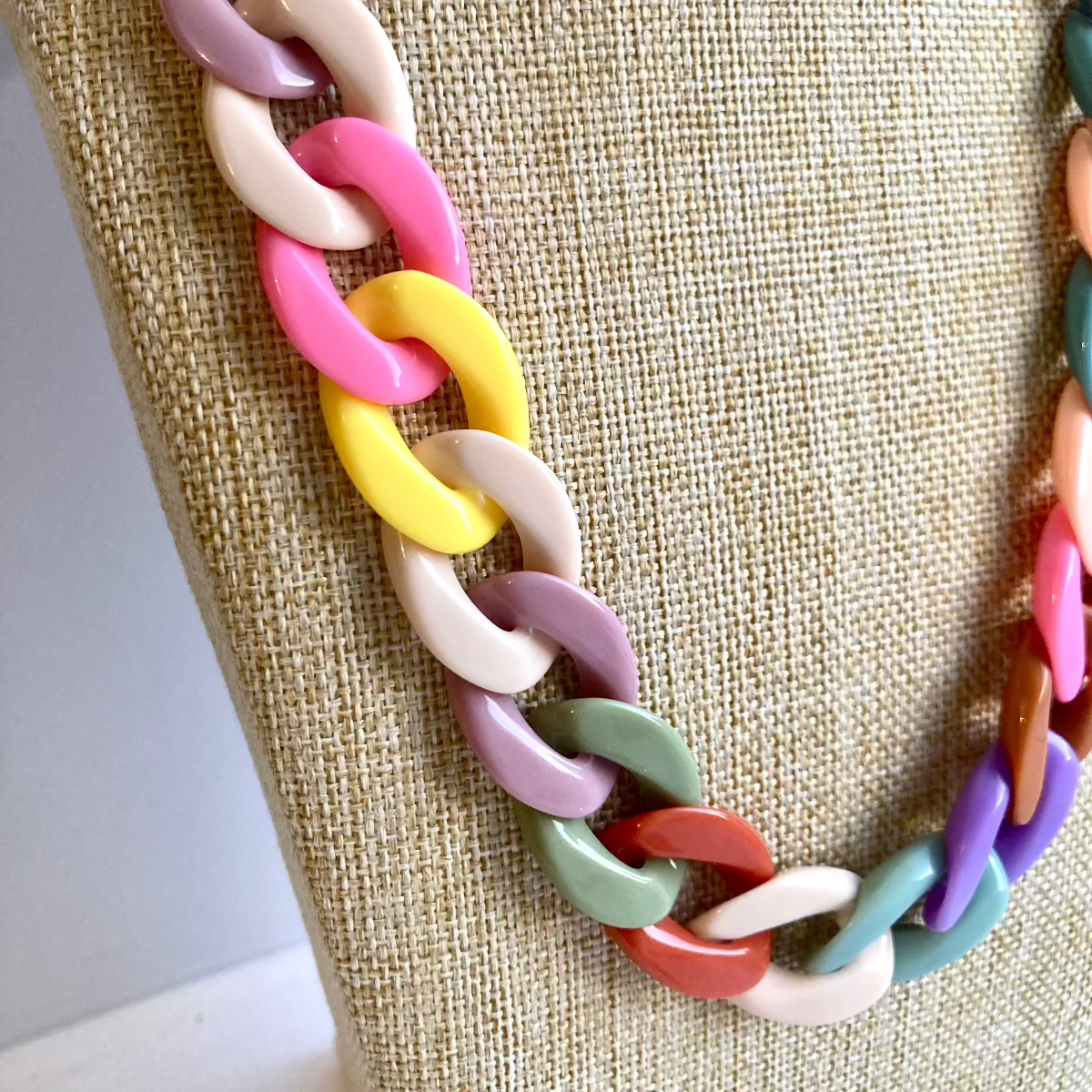 Pastel Colours Chunky Chain Necklace 3