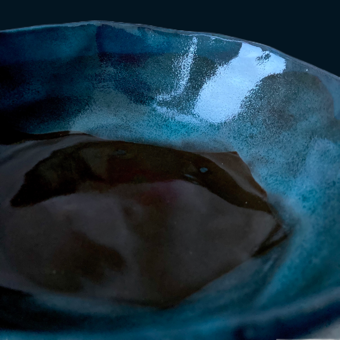 Deep blue pottery bowl