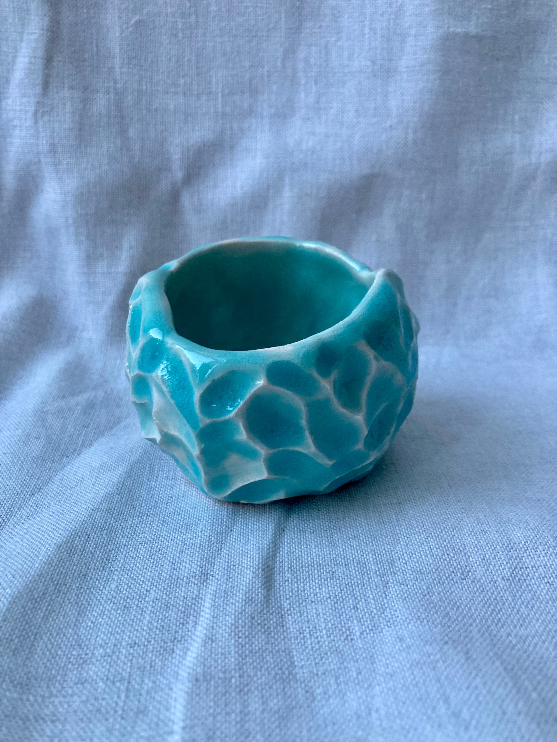 Turquoise ripple ceramic cups
