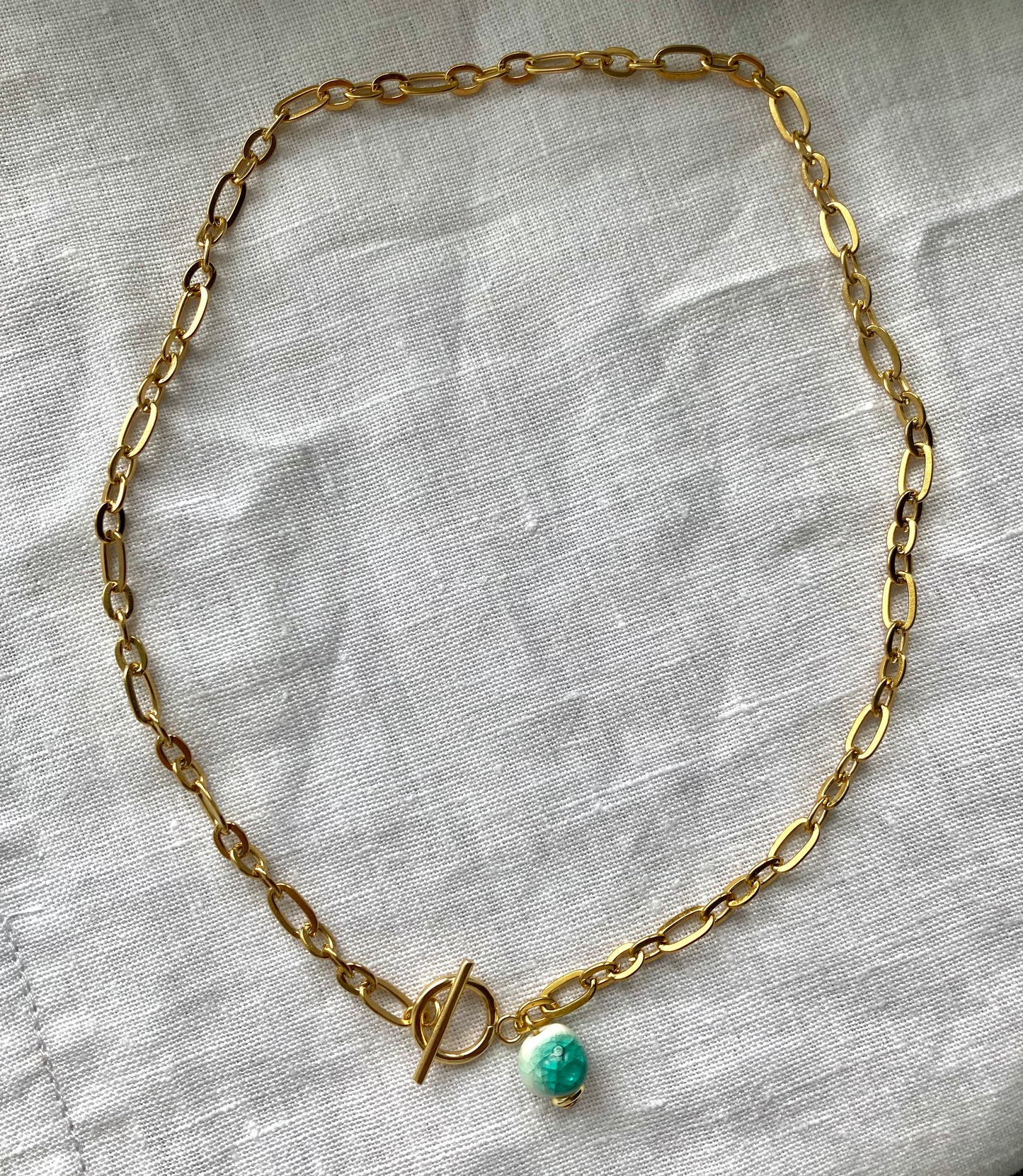 Gold Chain Ceramic Necklace