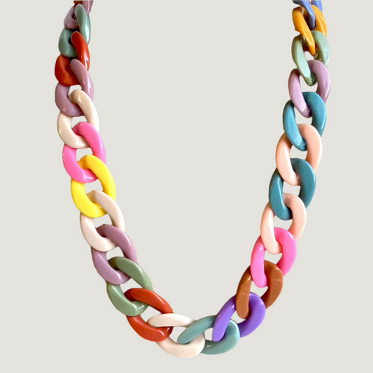 Pastel Colours Chunky Chain Necklace