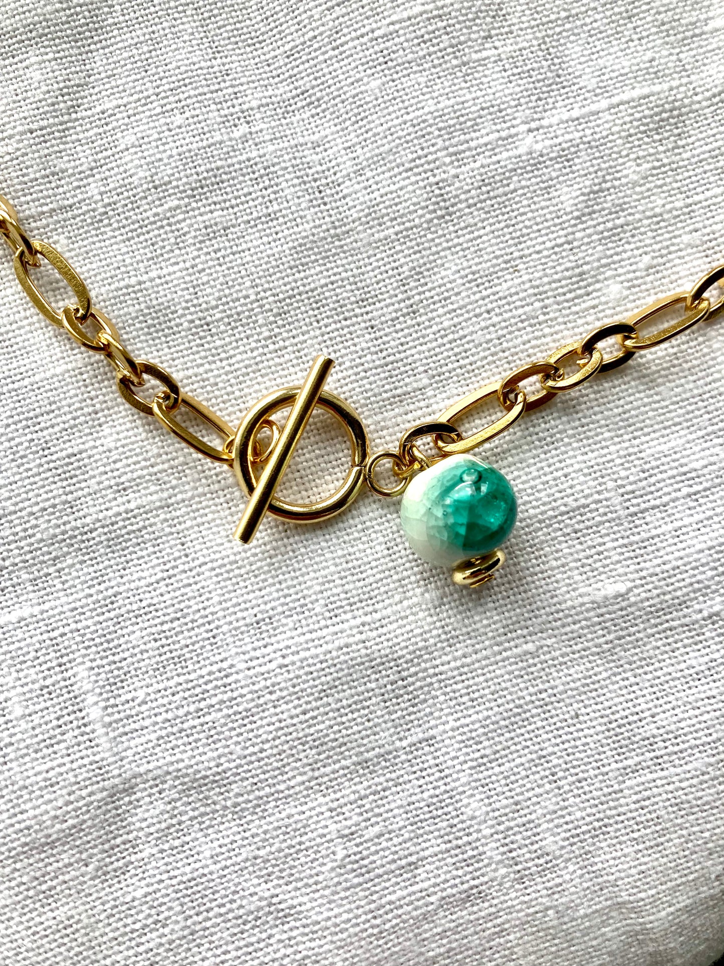 Gold Chain Ceramic Necklace