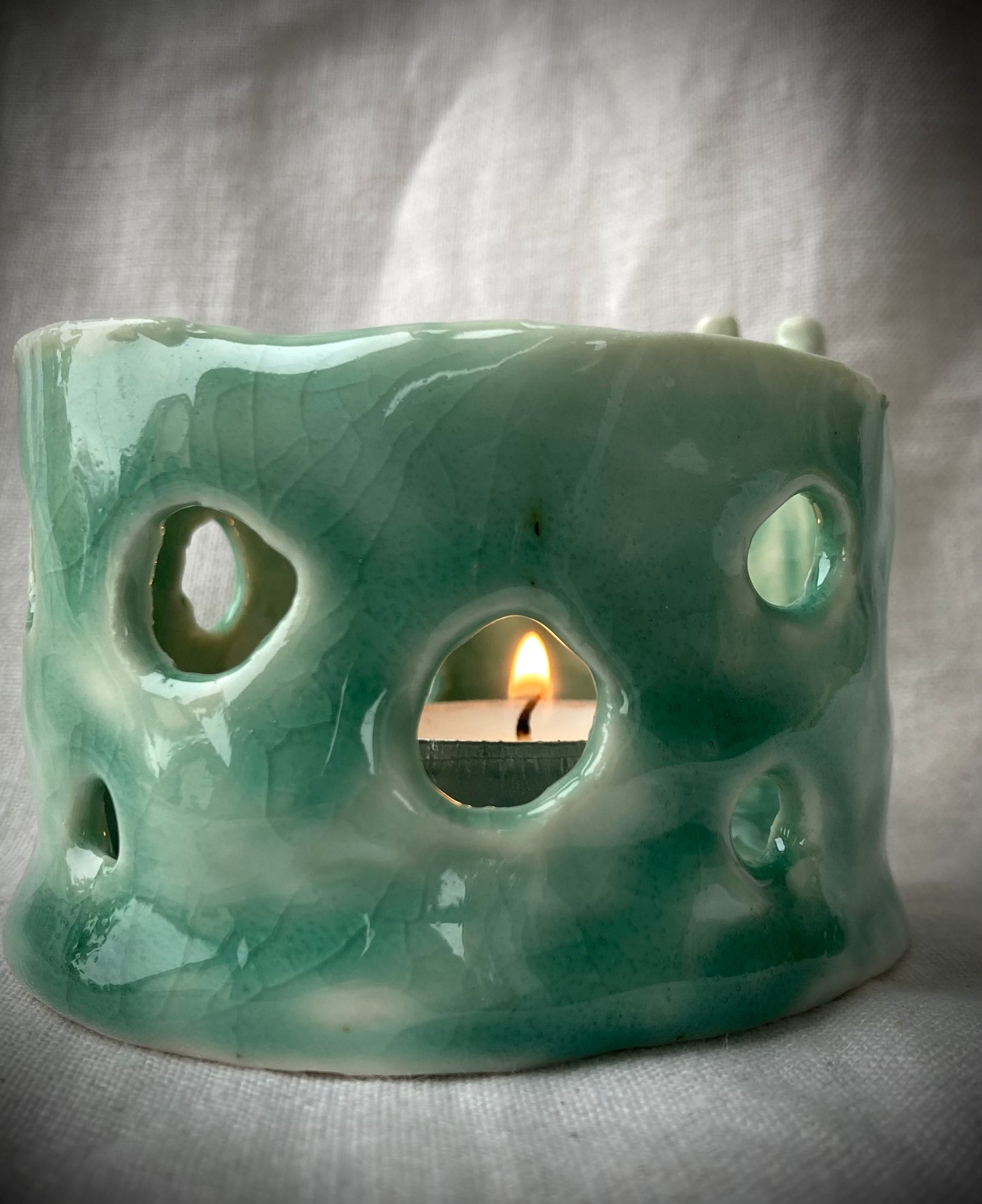 Bird Tea Light Holder Porcelain Handmade Ceramic