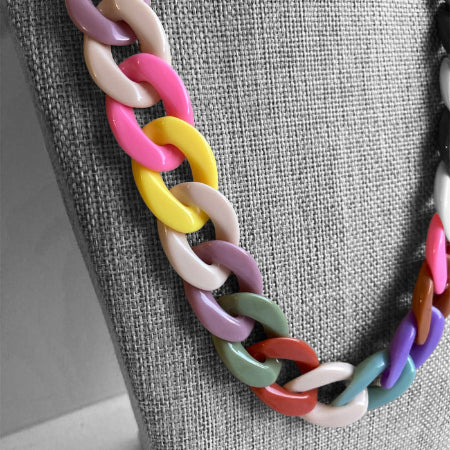 Pastel Colours Chunky Chain Necklace 1