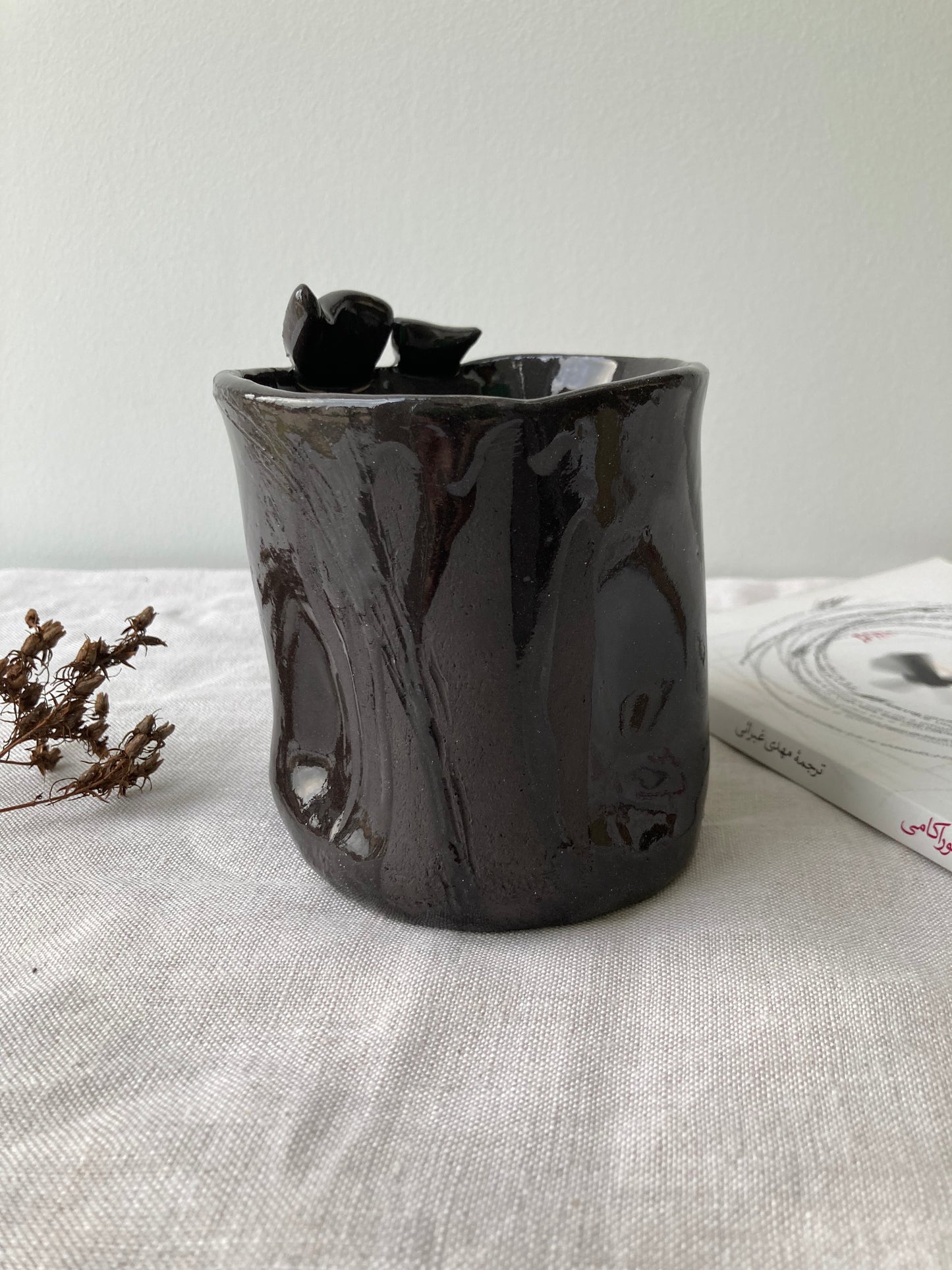 Black Bird Vase or Pot