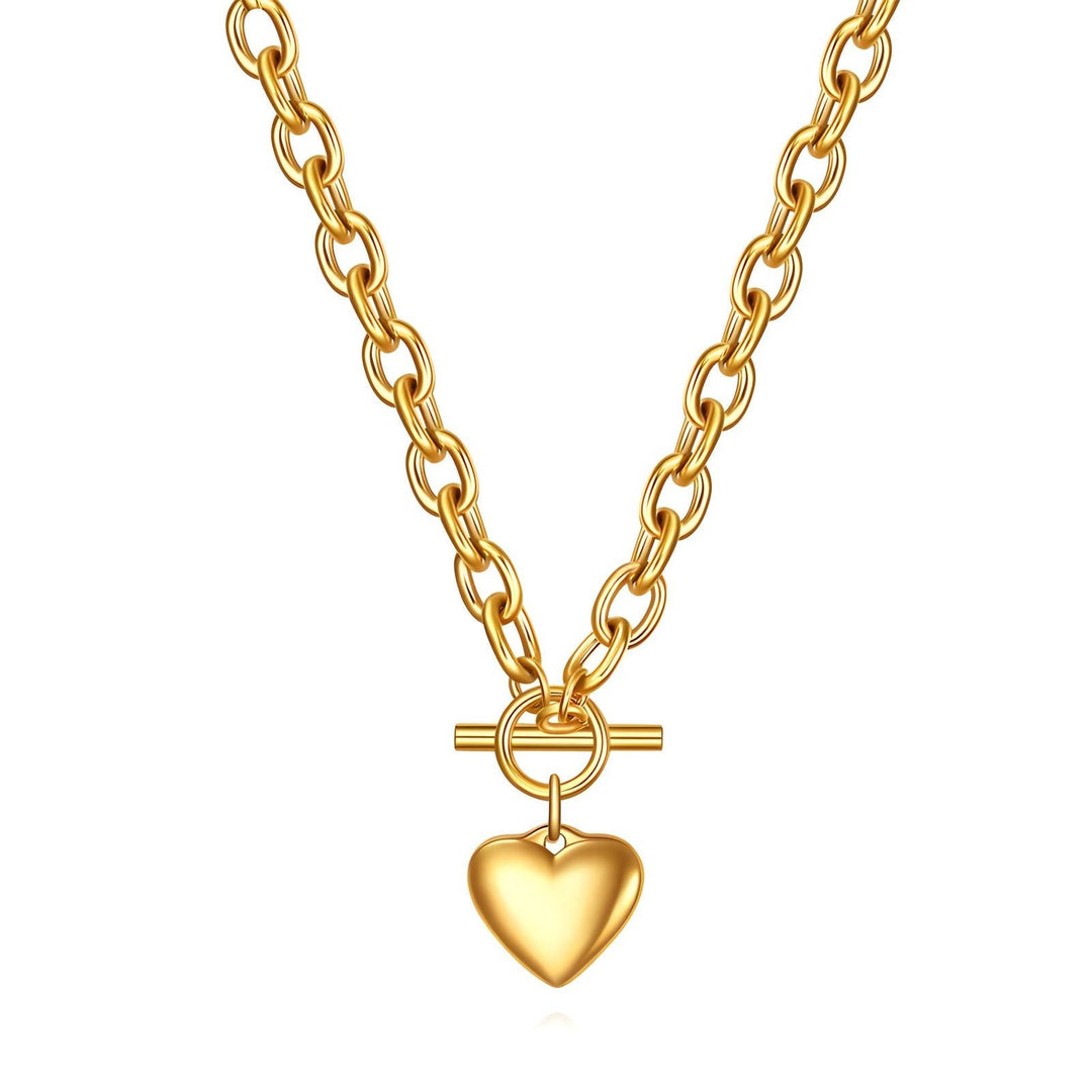 Chunky gold heart necklace, a Valentine's gift idea