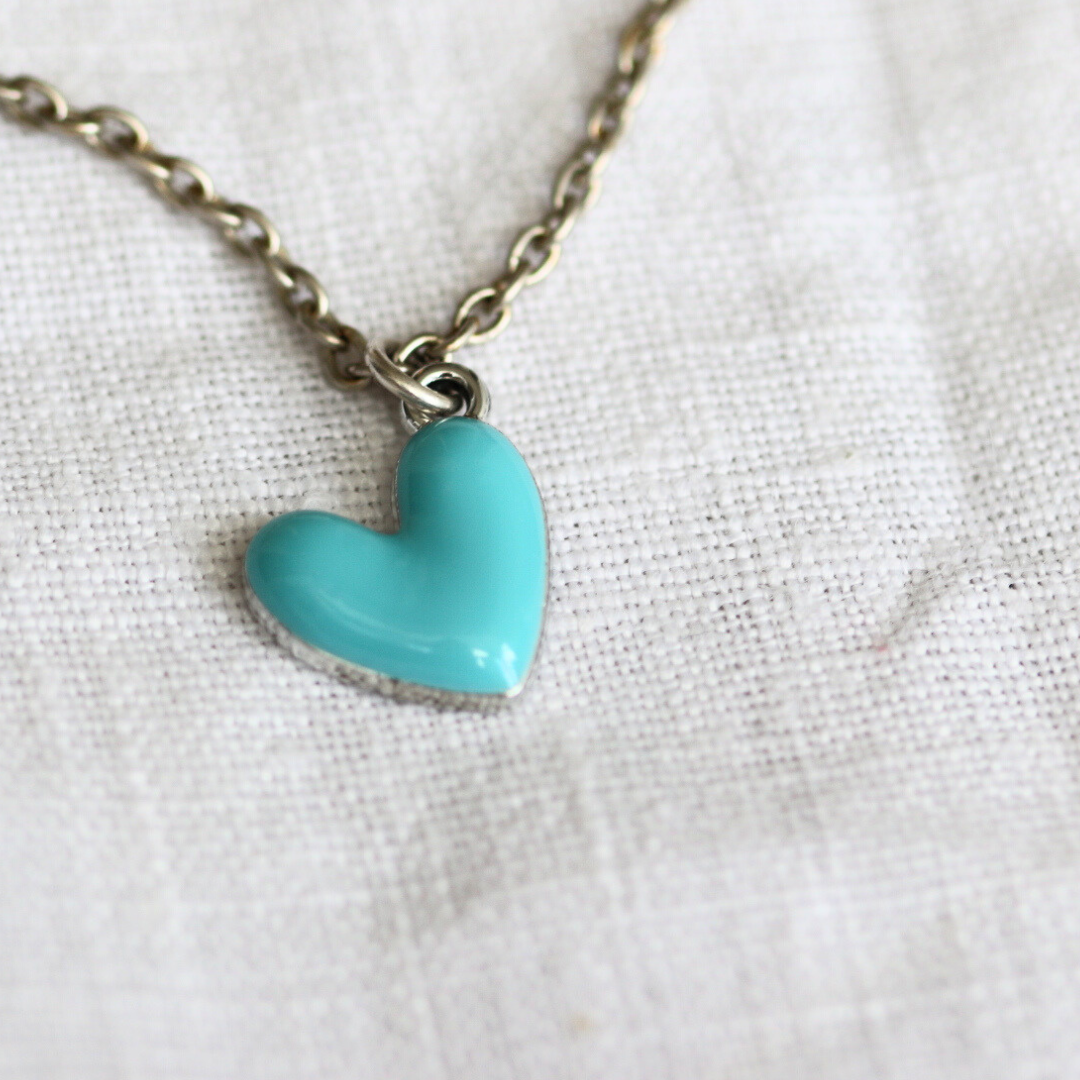 Turquoise heart necklace, a gentle gift for someone grieving a pet