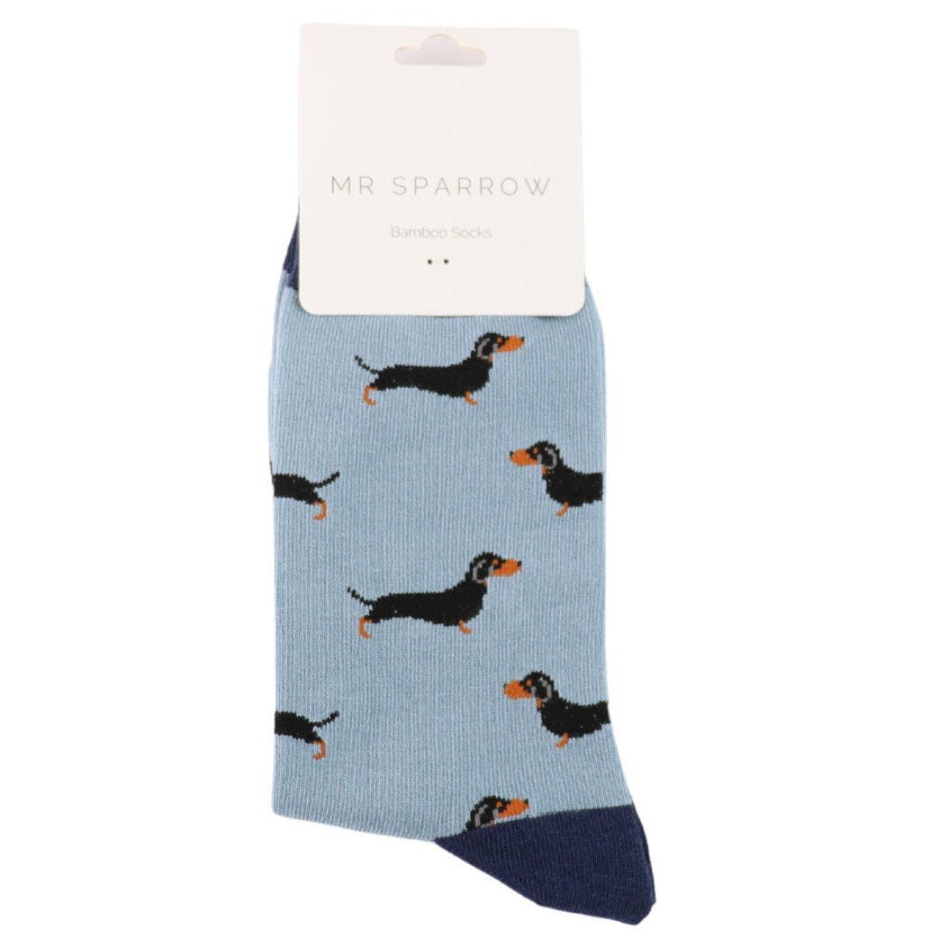 dog pattern on light blue socks